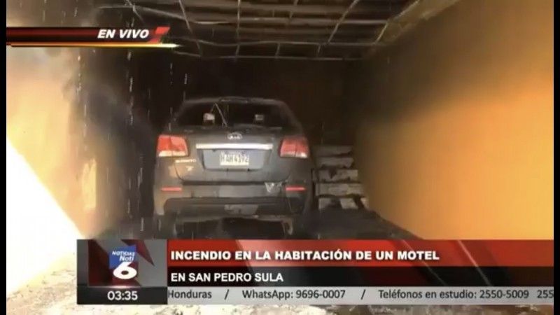 Vehículo se incendia en parqueo de habitación de motel sampedrano