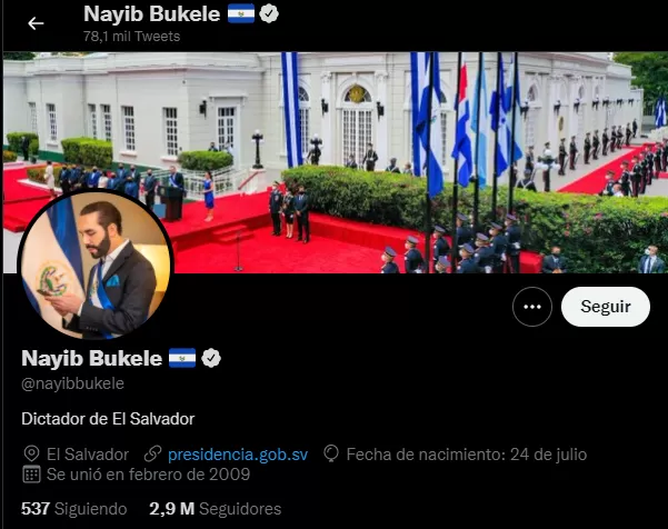 Nayib Bukele Escribe En Su Biografía De Twitter Dictador De El Salvador Noticias 247 9107