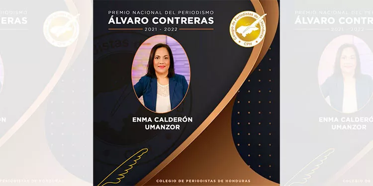 CPH otorga premio “Álvaro Contreras 2022” a la periodista Enma Calderón Umanzor