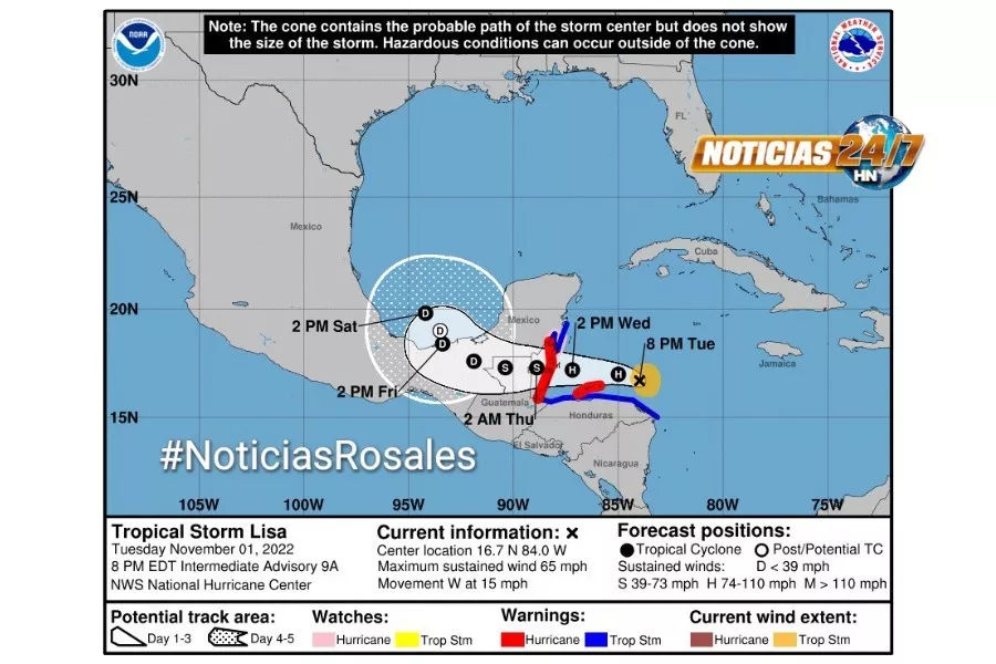 Lisa se convierte en huracán mientras se dirige a Belice