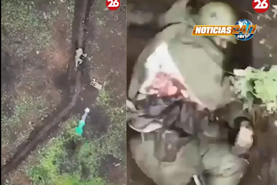 VIDEO Soldado ruso se salva de bombas lanzadas desde un dron ucraniano