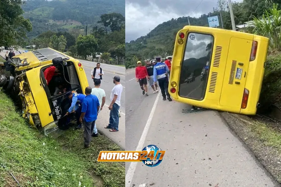 Volcamiento de bus deja varias personas heridas en Comayagua