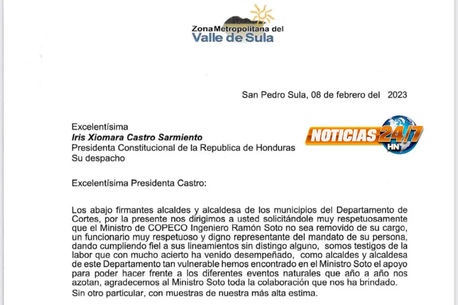 Alcaldes de ZMVS solicitan a la Presidenta Castro ratificar al Ministro Ramón Soto