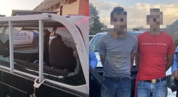 Tras enfrentamiento, policías detienen a dos asaltantes de un camión repartidor en Copán