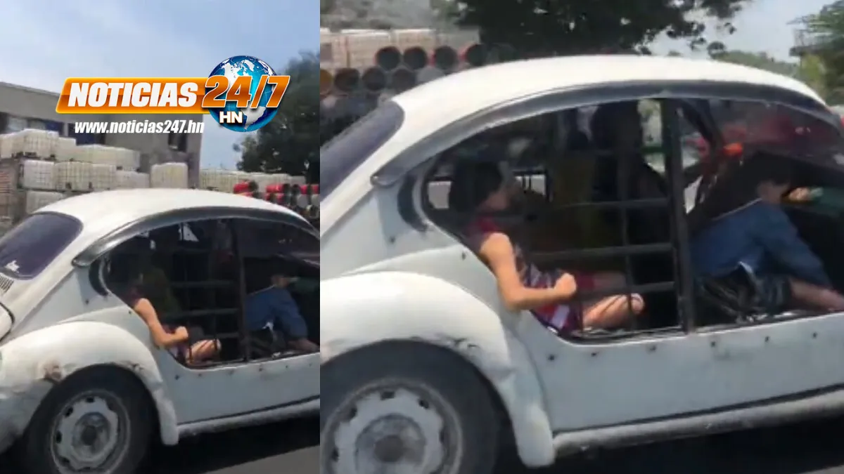 VIDEO VIRAL: ¡Sin puertas! viajan pasajeros en “cucarachita” en Comayagüela