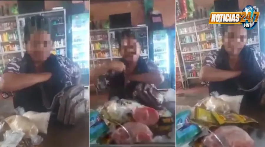 Sorprenden a mujer que ocultaba productos robados en su ropa interior en Talanga (VIDEO)