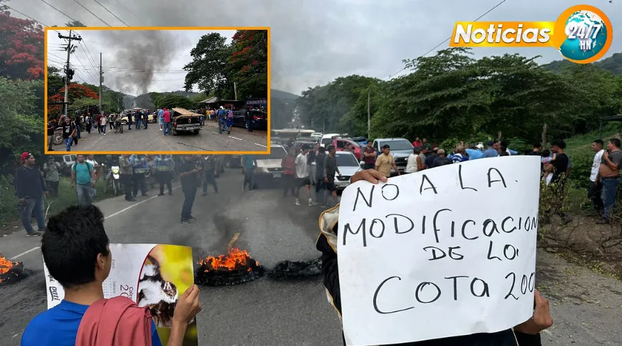 Protesta en Cofradía: Rechazan derogación que les quita dominio pleno por reforma a la Cota 200 (VIDEO)