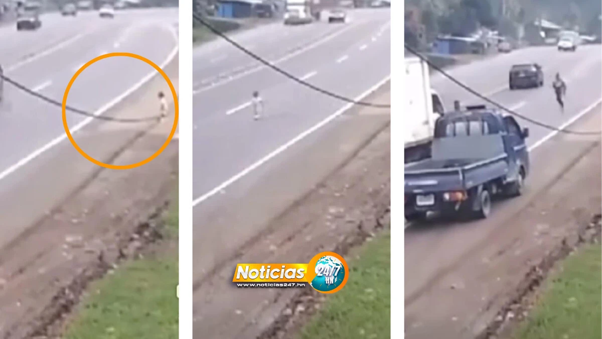 VIDEOI Descuido imperdonable: niño casi es atropellado al intentar cruzar solo la peligrosa CA-5